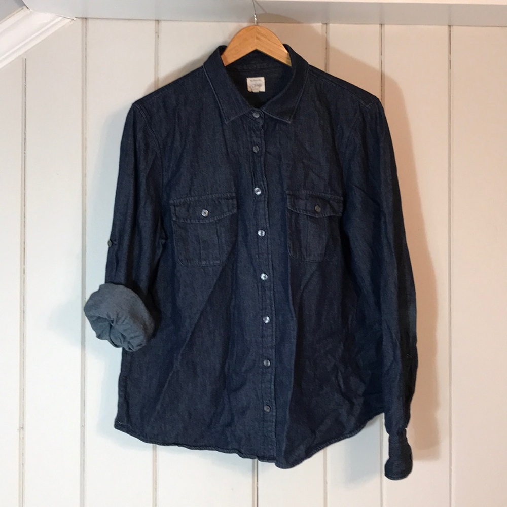 J crew dark wash denim shirt, XL